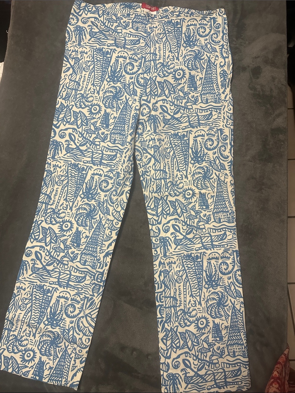 Esprit White and Blue Printed Kids Casual Bottoms, vintage 1980s